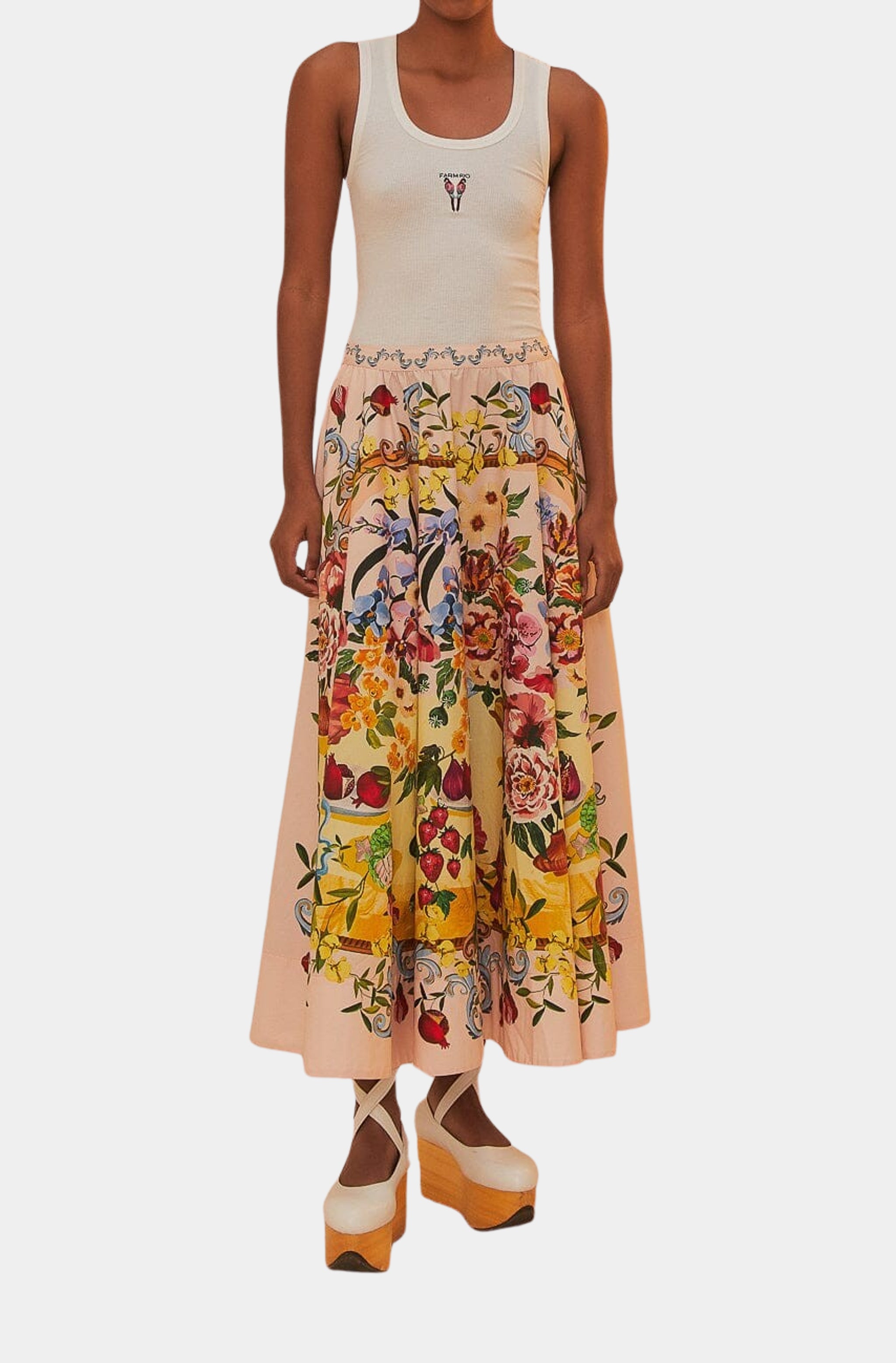 Garden Terrace Pink Midi Skirt
