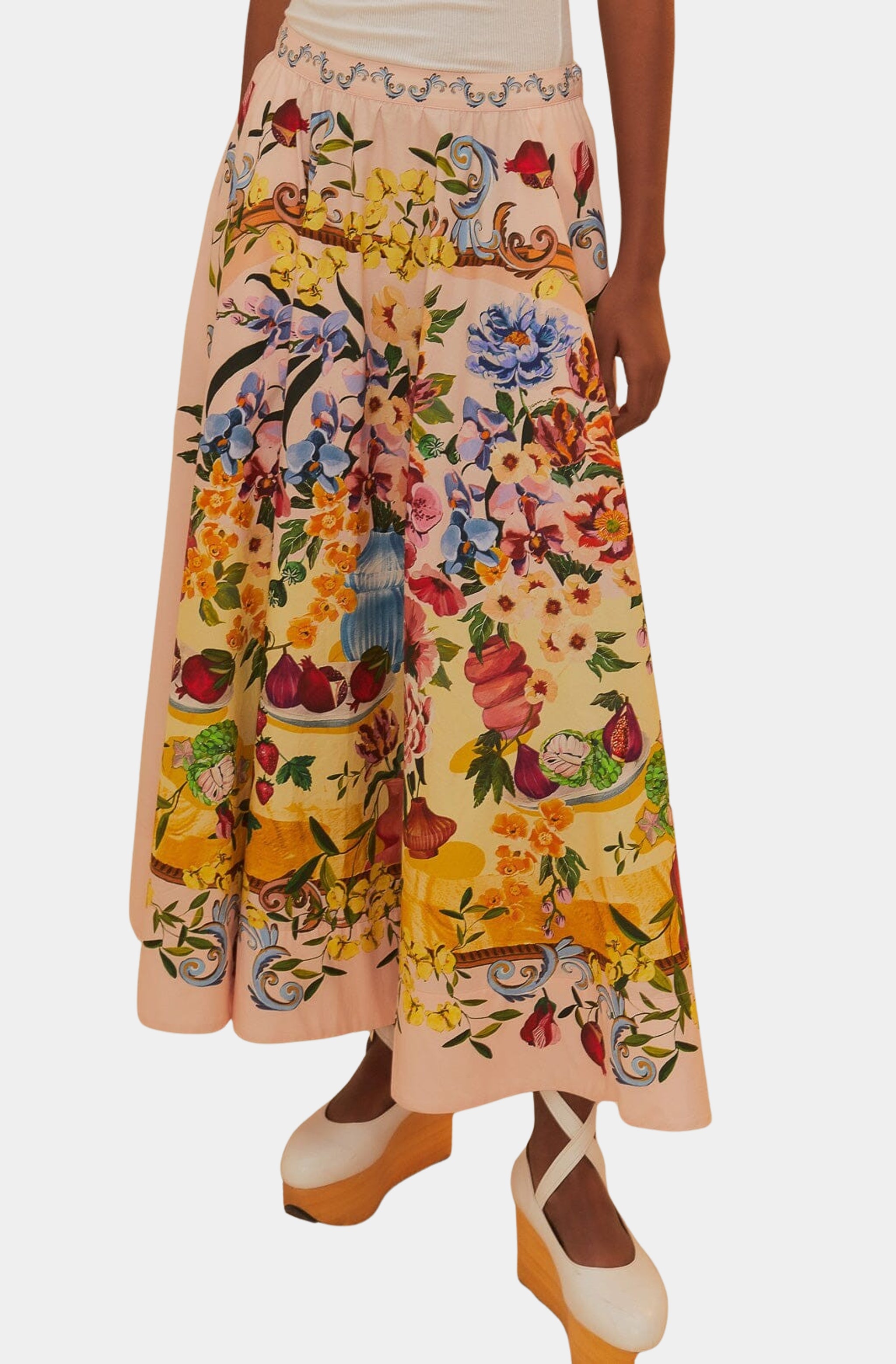 Garden Terrace Pink Midi Skirt