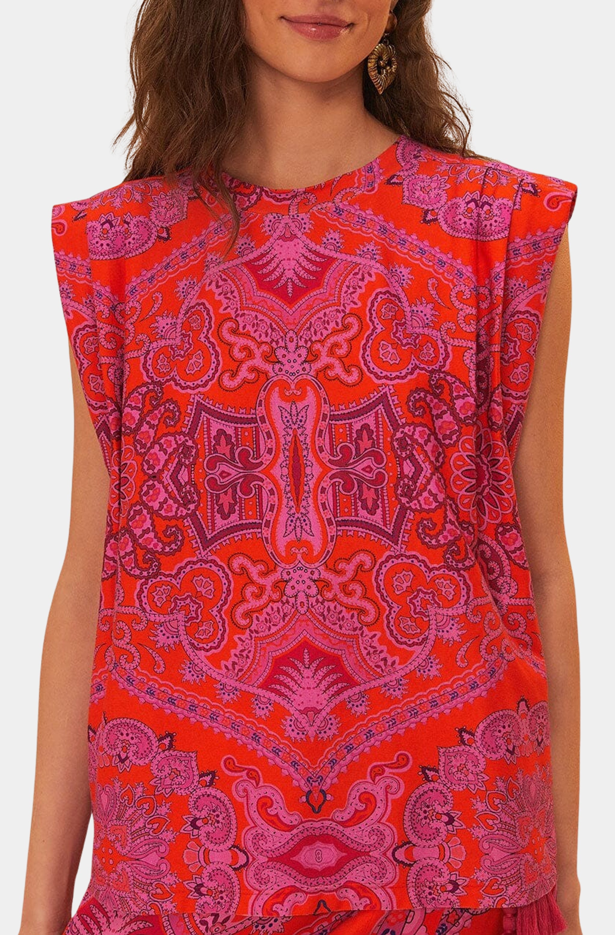 Paisley Scarf Red T-Shirt Blouse