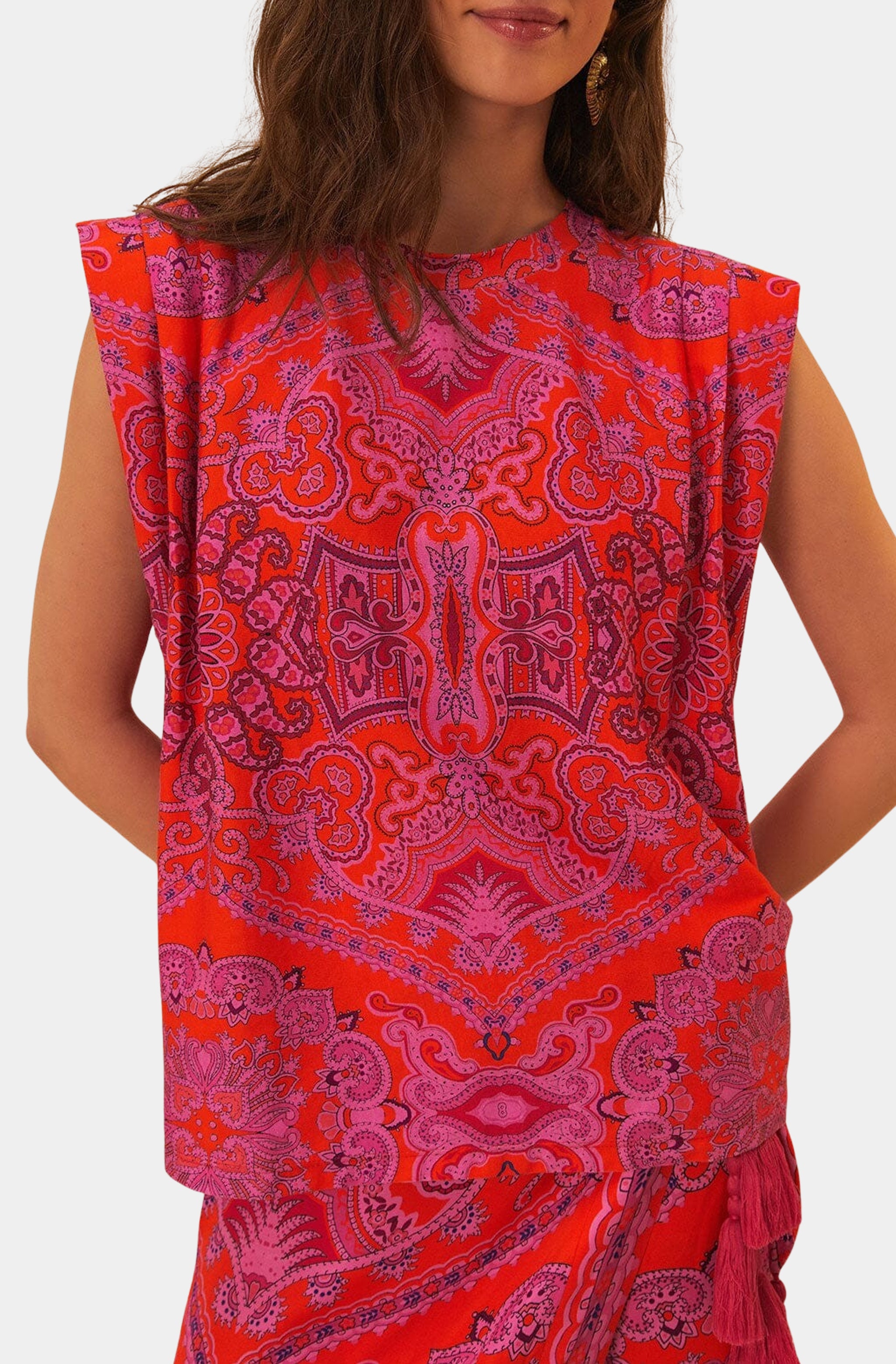 Paisley Scarf Red T-Shirt Blouse