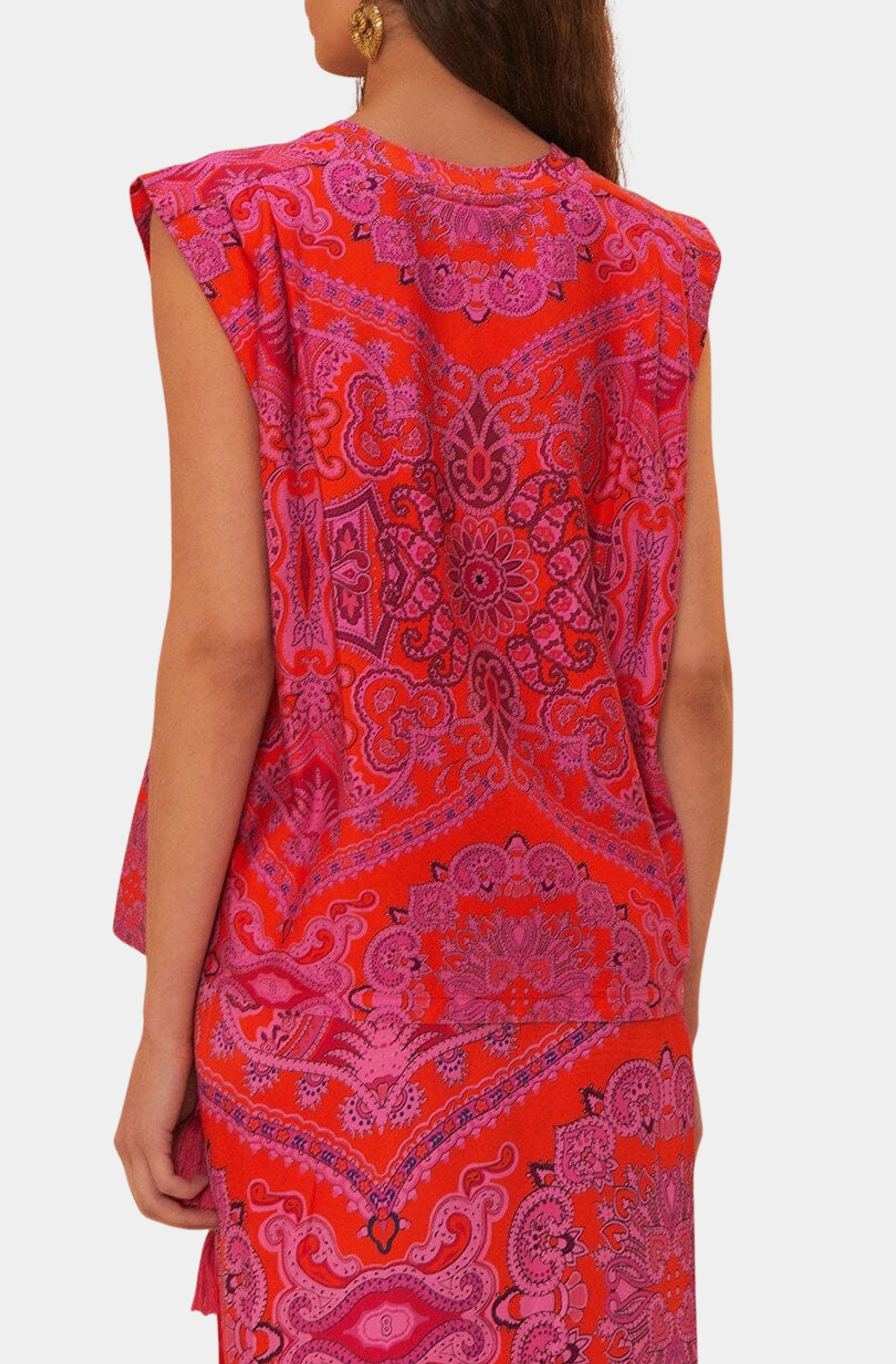 Paisley Scarf Red T-Shirt Blouse