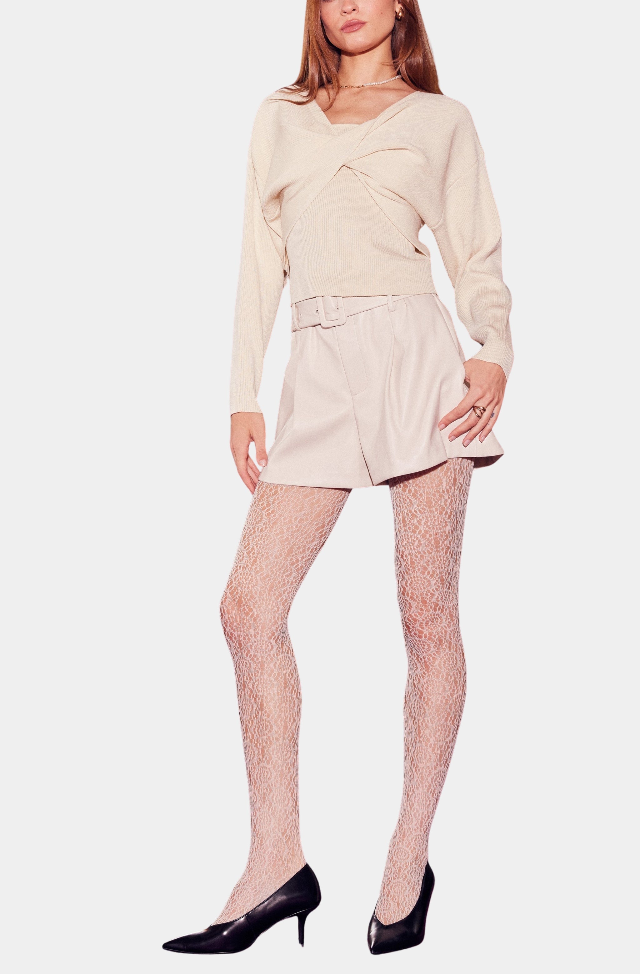 Faux Leather Belted Shorts