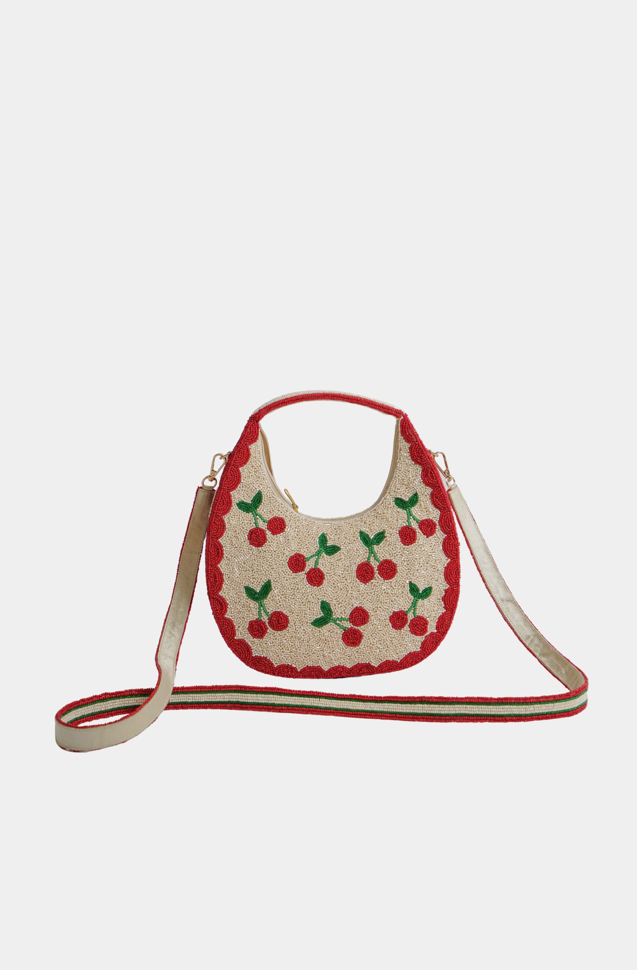 U Shape Cherry Beaded Bag
