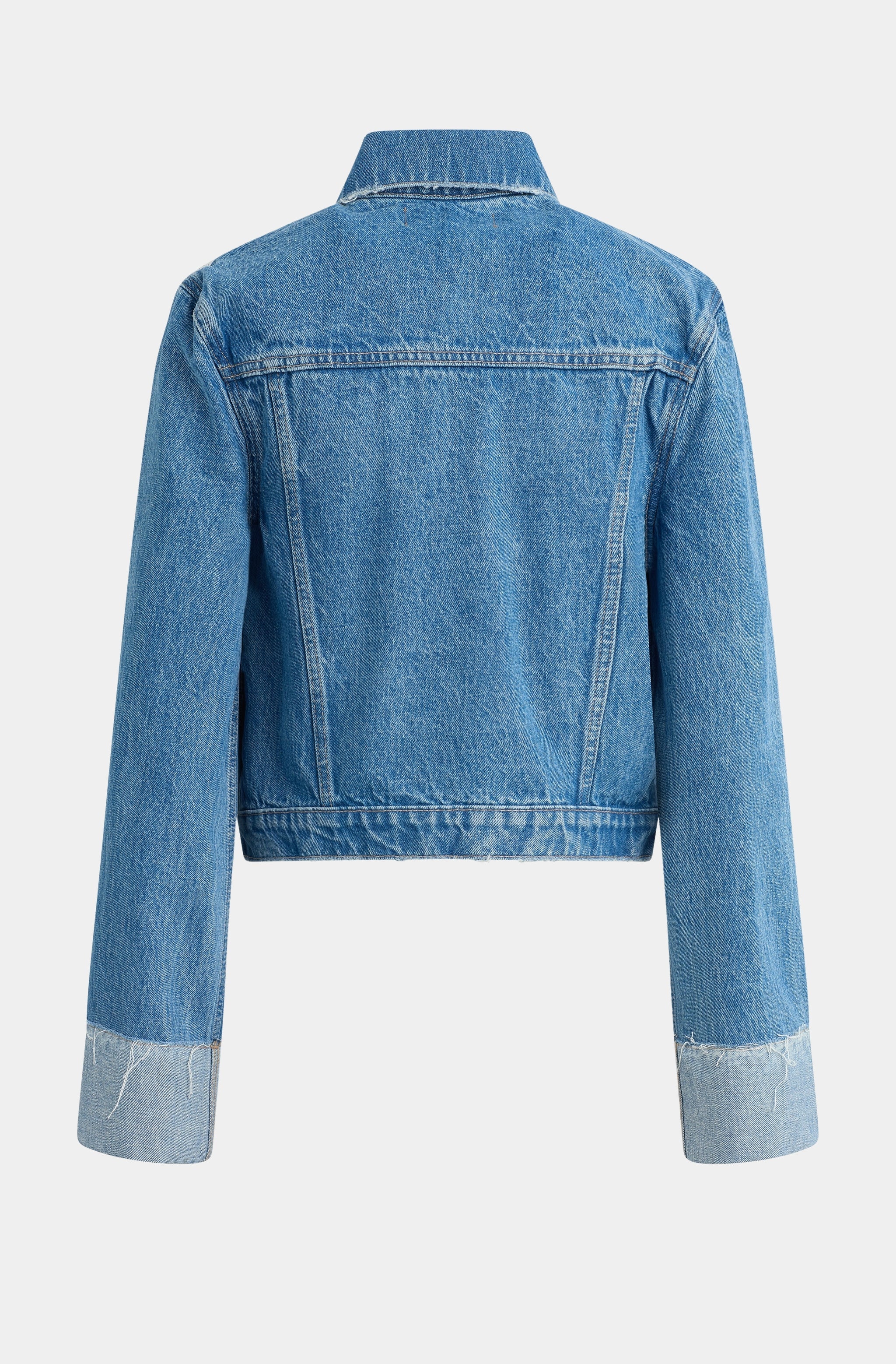 Cuffed Cropped Denim Jacket