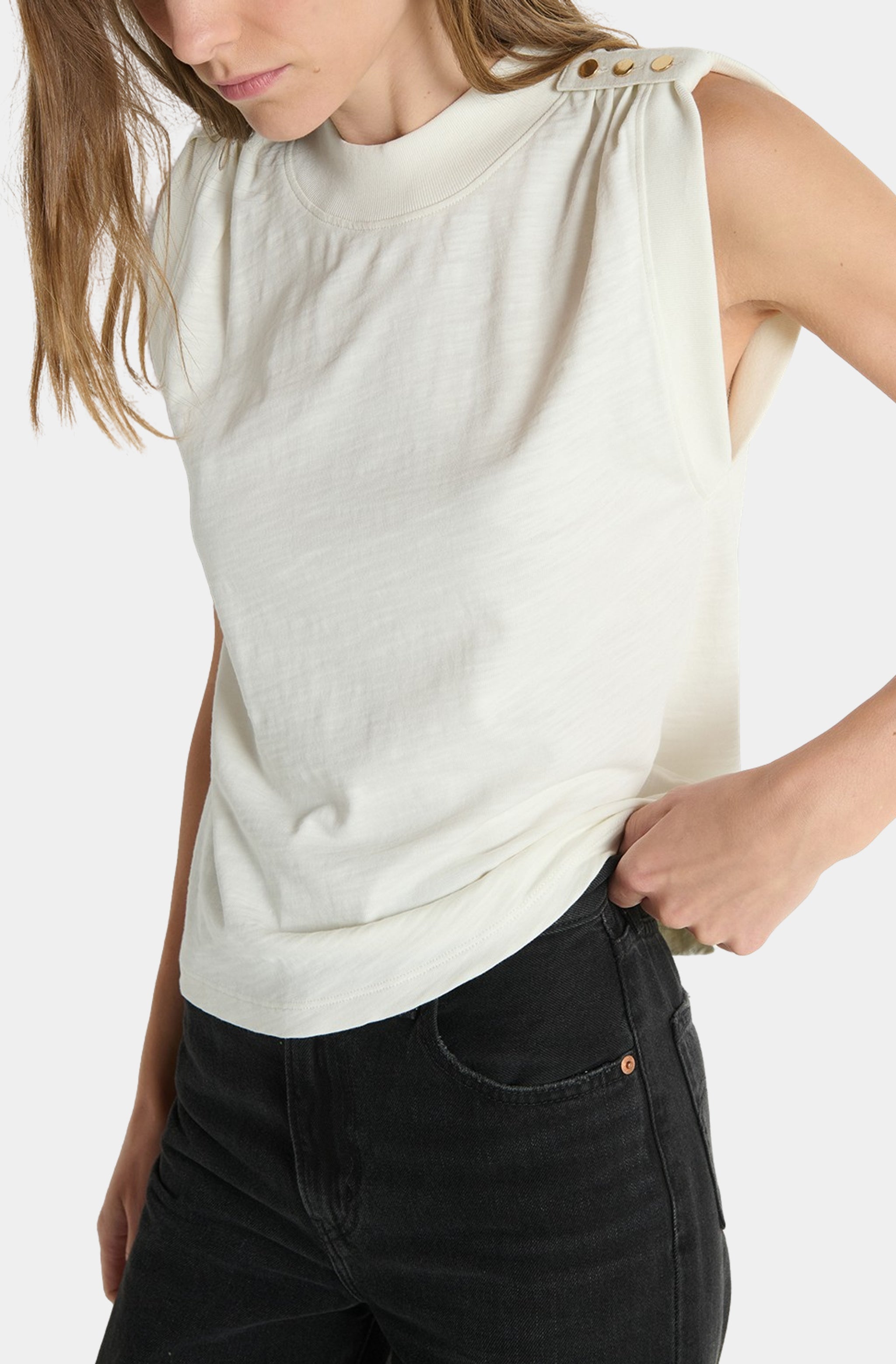 Mikka Buttoned Shoulder Tank