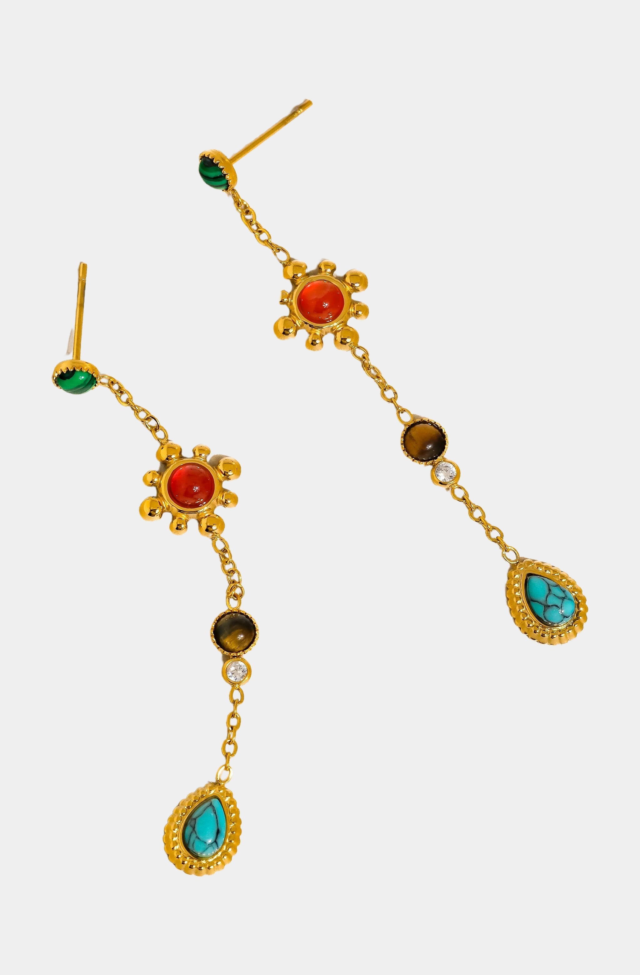 Bellevie Boho Gemstone Drop Earrings